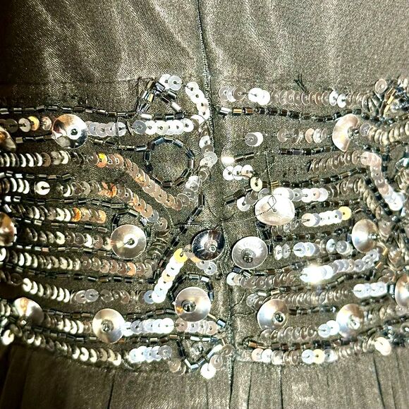 Adrianna Papell Beaded Sequin & Silk Midi Cocktail Evening Dress Size 4 - Picture 4 of 5